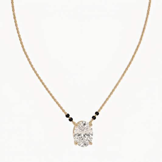 1Ct Oval Solitaire Modern Mangalsutra