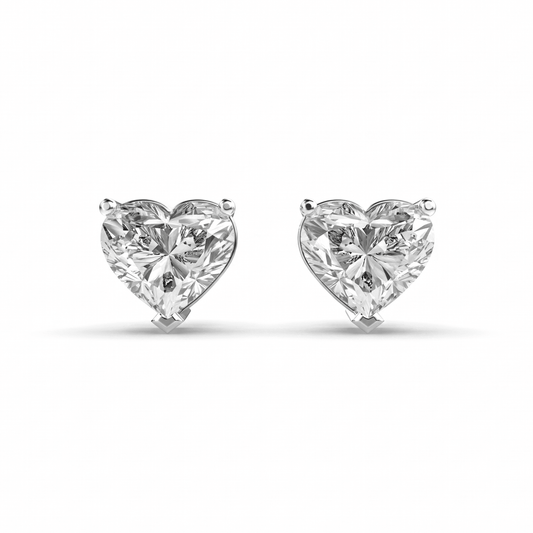Heart Solitaire Stud Earrings