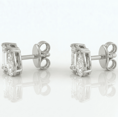 Pear Emerald Duo Solitaire Stud Earrings