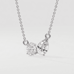 Pear-Oval Duo Solitaire Necklace