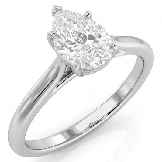 White Gold Pear Cathedral Ring