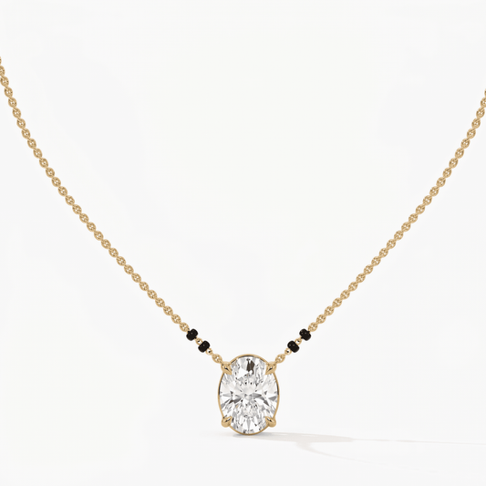 1Ct Oval Solitaire Modern Mangalsutra