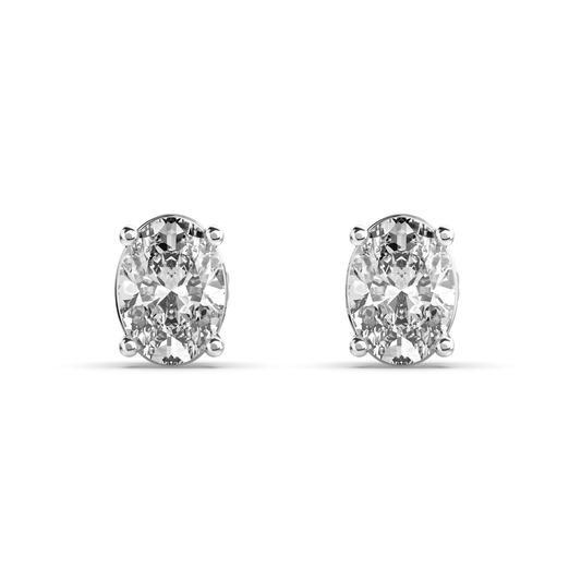 Oval Solitaire Stud Earrings
