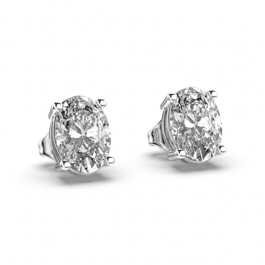 Oval Solitaire Stud Earrings