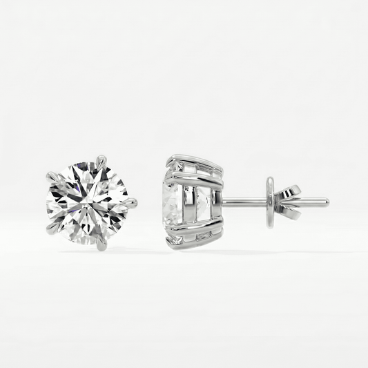 Round Solitaire Stud Earrings