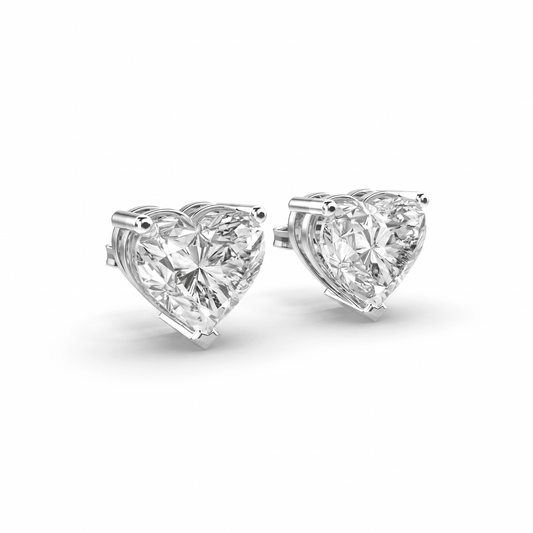 Heart Solitaire Stud Earrings