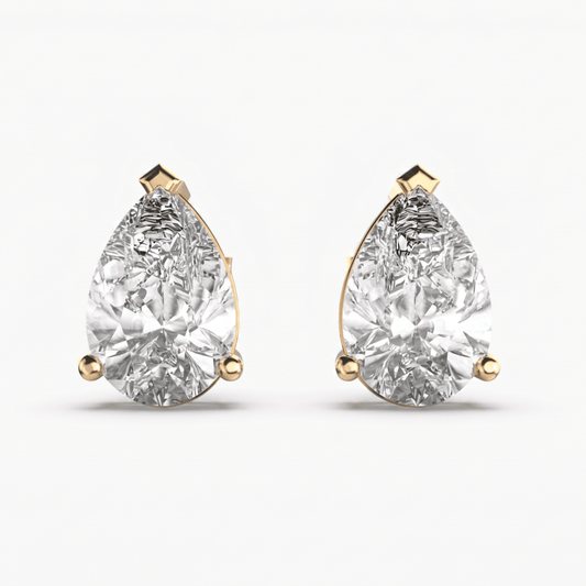 Pear Solitaire Stud Earrings
