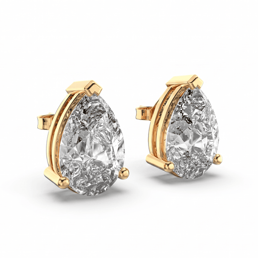 Pear Solitaire Stud Earrings