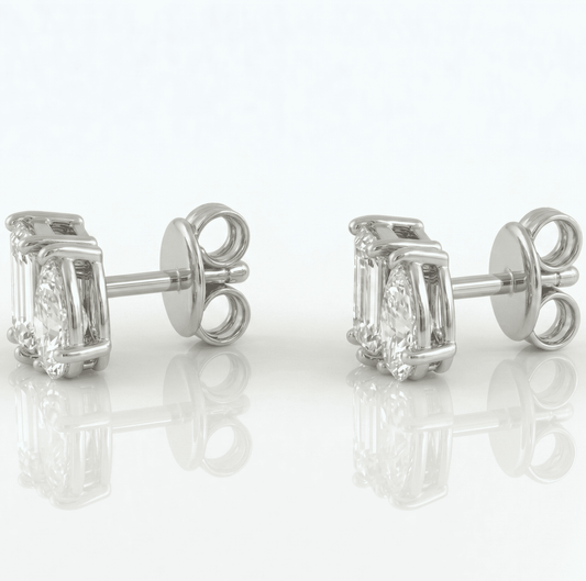 Pear Emerald Duo Solitaire Stud Earrings