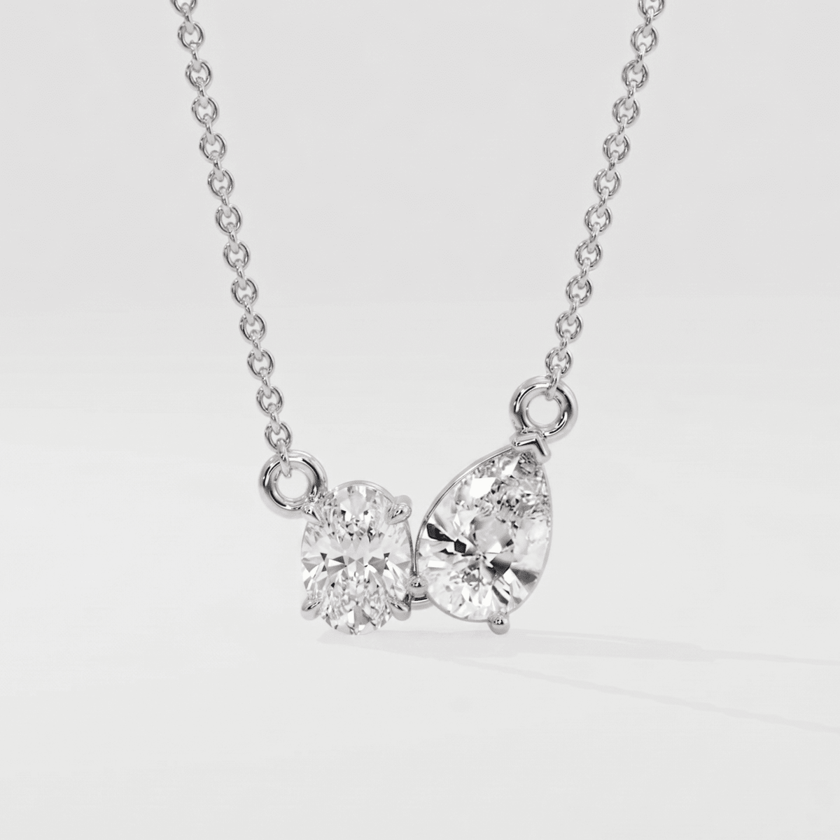 Pear-Oval Duo Solitaire Necklace
