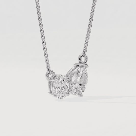 Pear-Oval Duo Solitaire Necklace