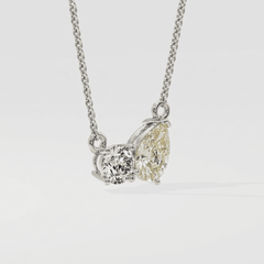 Yellow Pear-Round Duo Solitaire Necklace