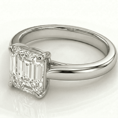 White Gold Emerald Cut Cathedral Ring