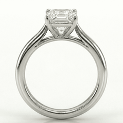 White Gold Emerald Cut Cathedral Ring