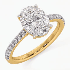 Oval Solitaire Pave Ring