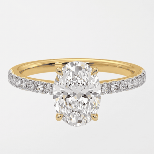 Oval Solitaire Pave Ring