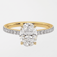 Oval Solitaire Pave Ring