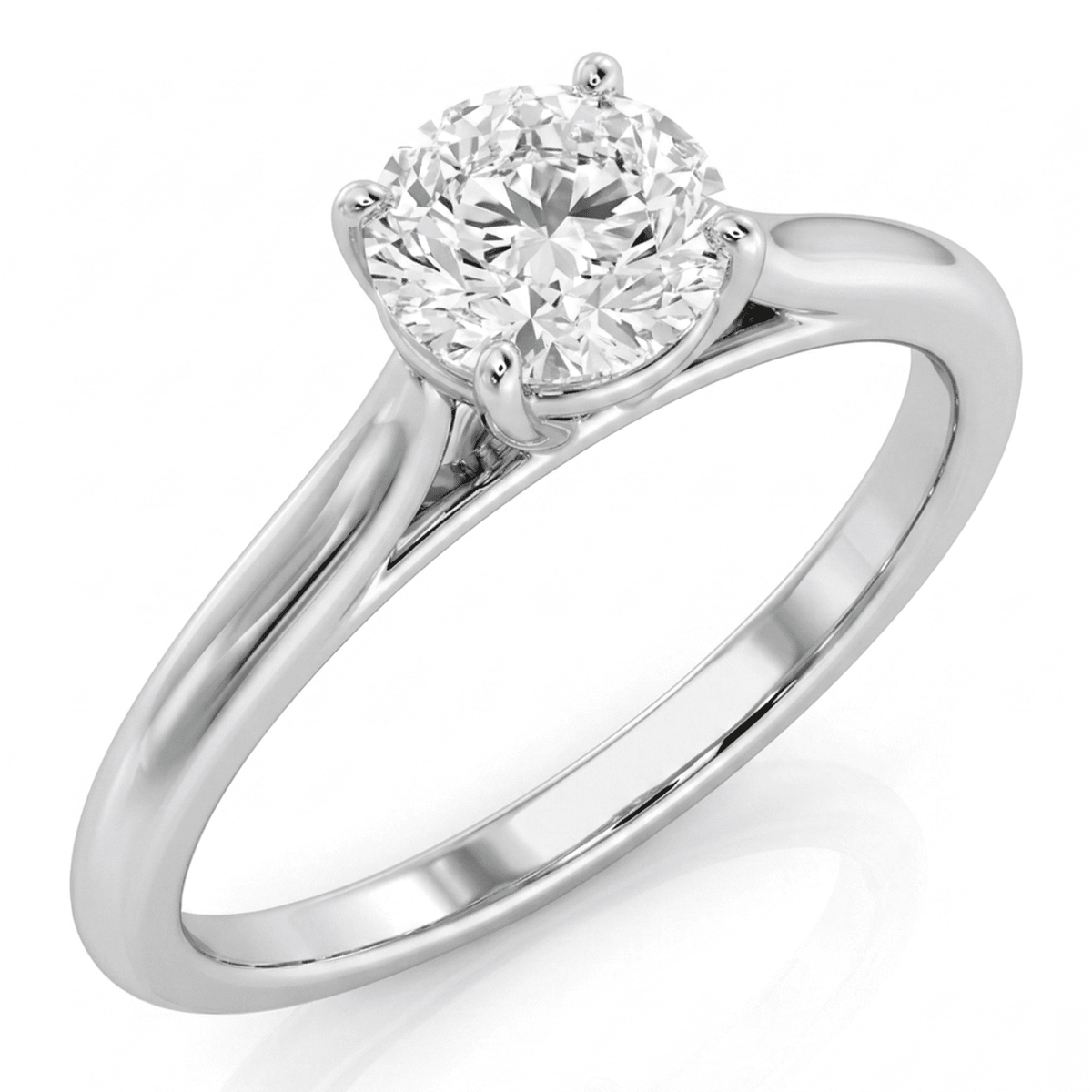 White Gold Round Cathedral Ring