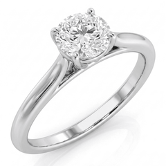 White Gold Round Cathedral Ring