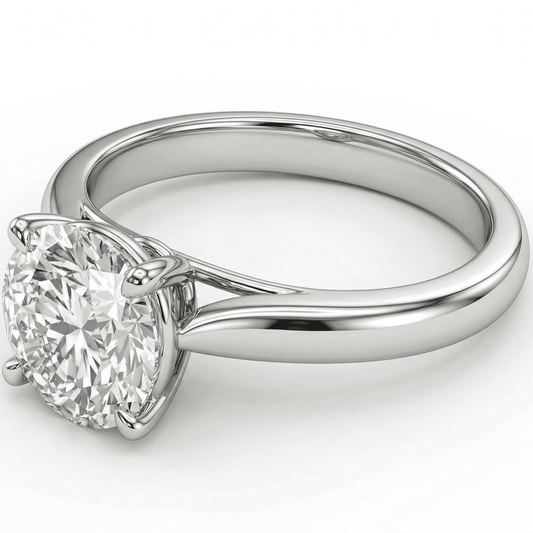 White Gold Round Cathedral Ring
