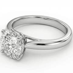 White Gold Round Cathedral Ring