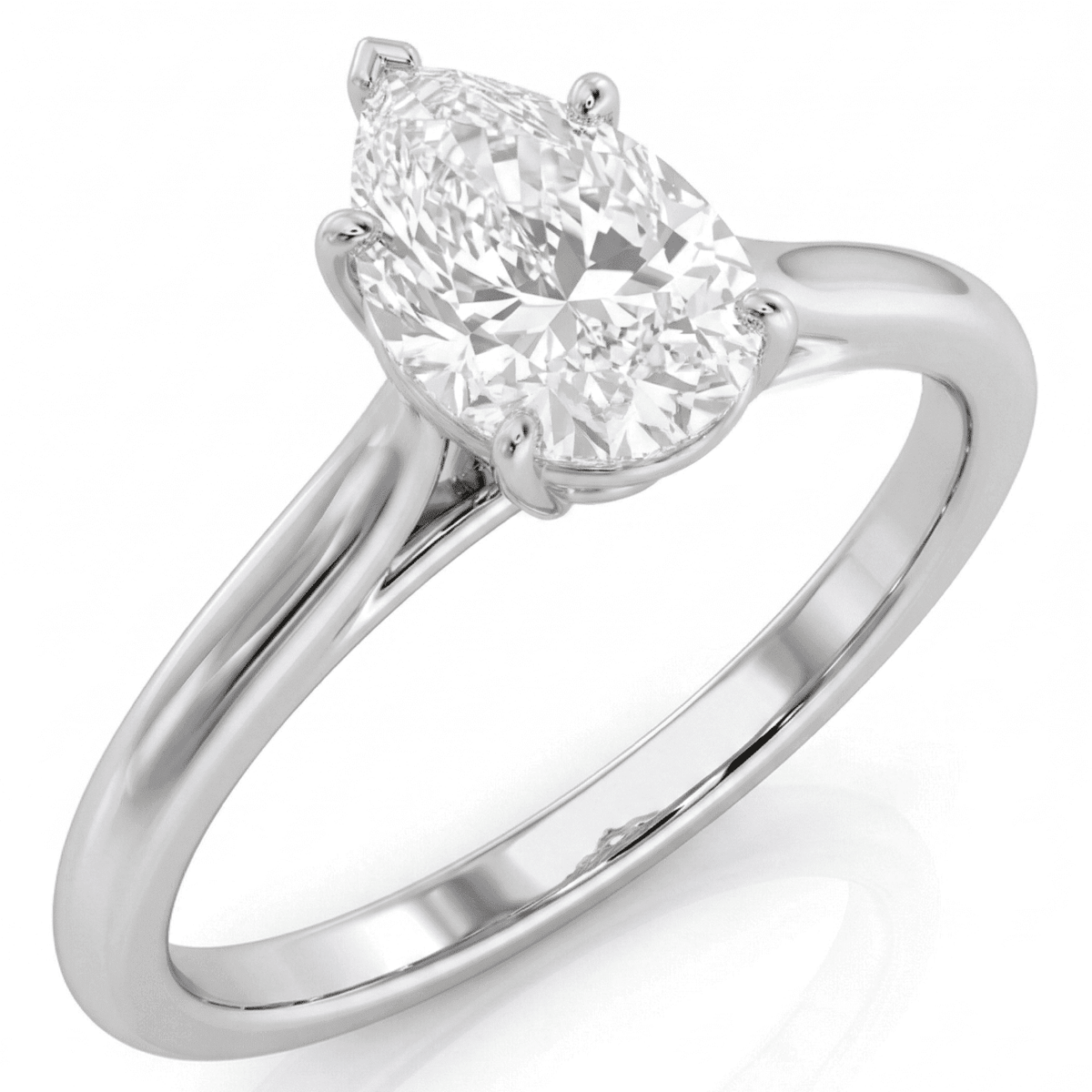 White Gold Pear Cathedral Ring