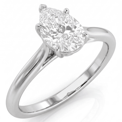 White Gold Pear Cathedral Ring
