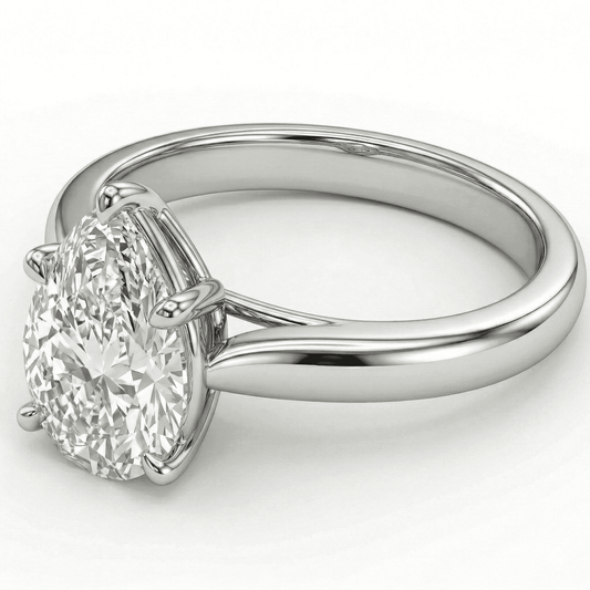White Gold Pear Cathedral Ring
