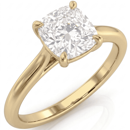 Yellow Gold Cushion Cathedral Ring