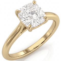 Yellow Gold Cushion Cathedral Ring