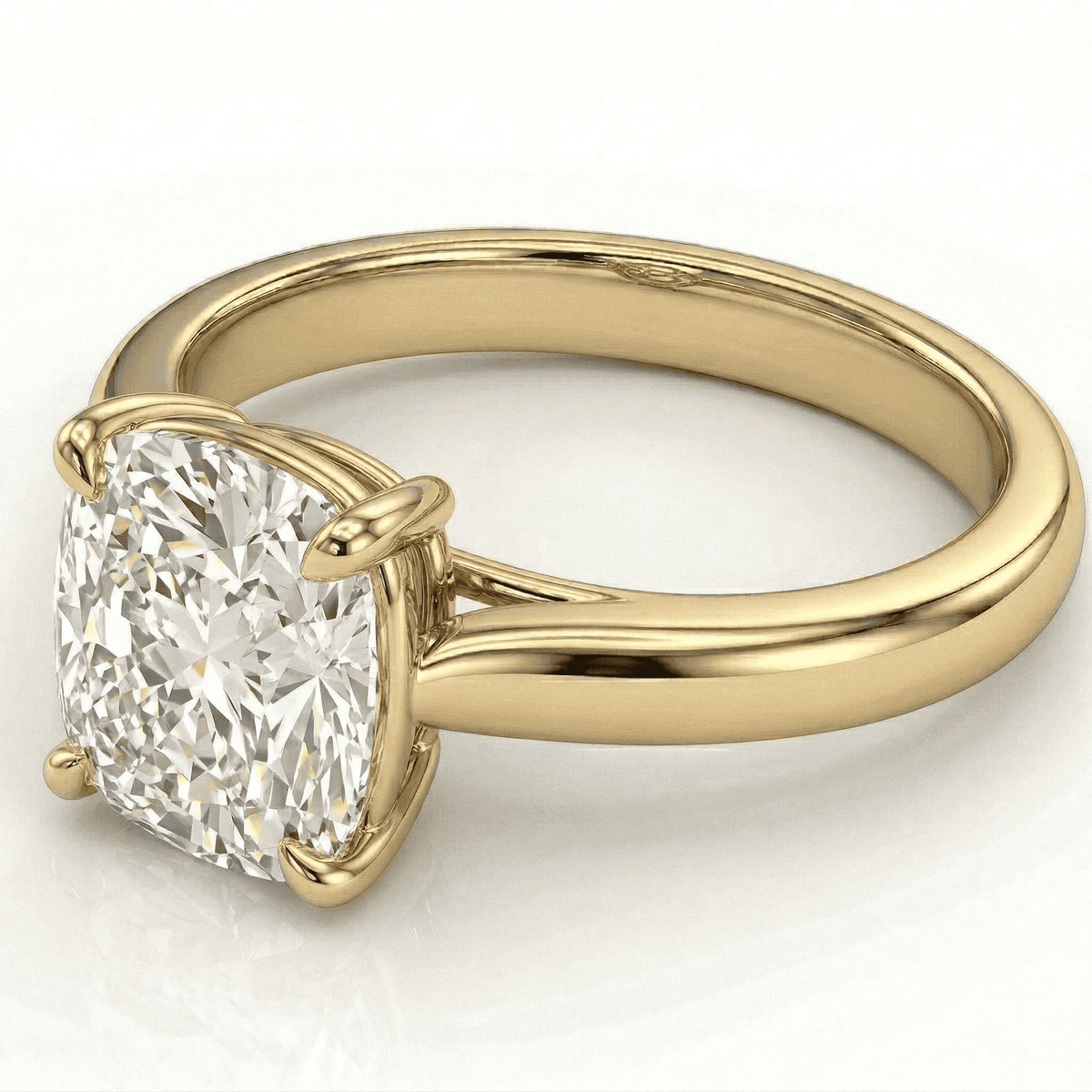 Yellow Gold Cushion Cathedral Ring