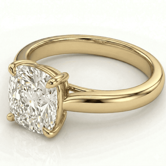 Yellow Gold Cushion Cathedral Ring