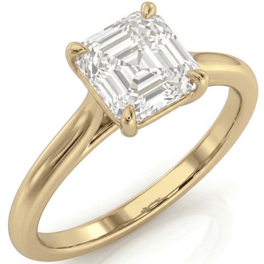 Yellow Gold Asscher Cathedral Ring