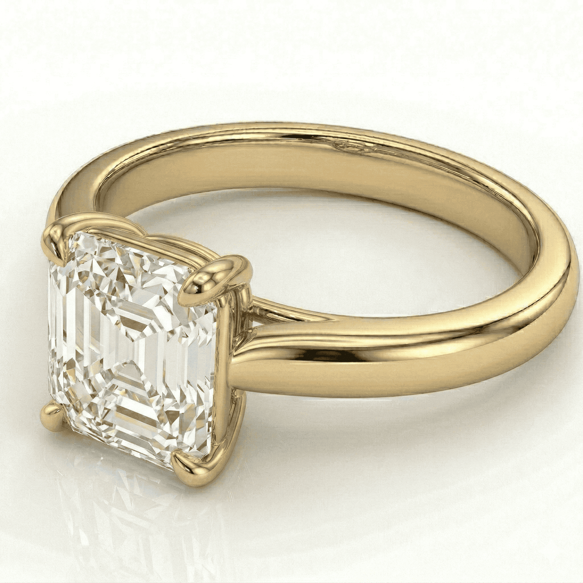 Yellow Gold Asscher Cathedral Ring