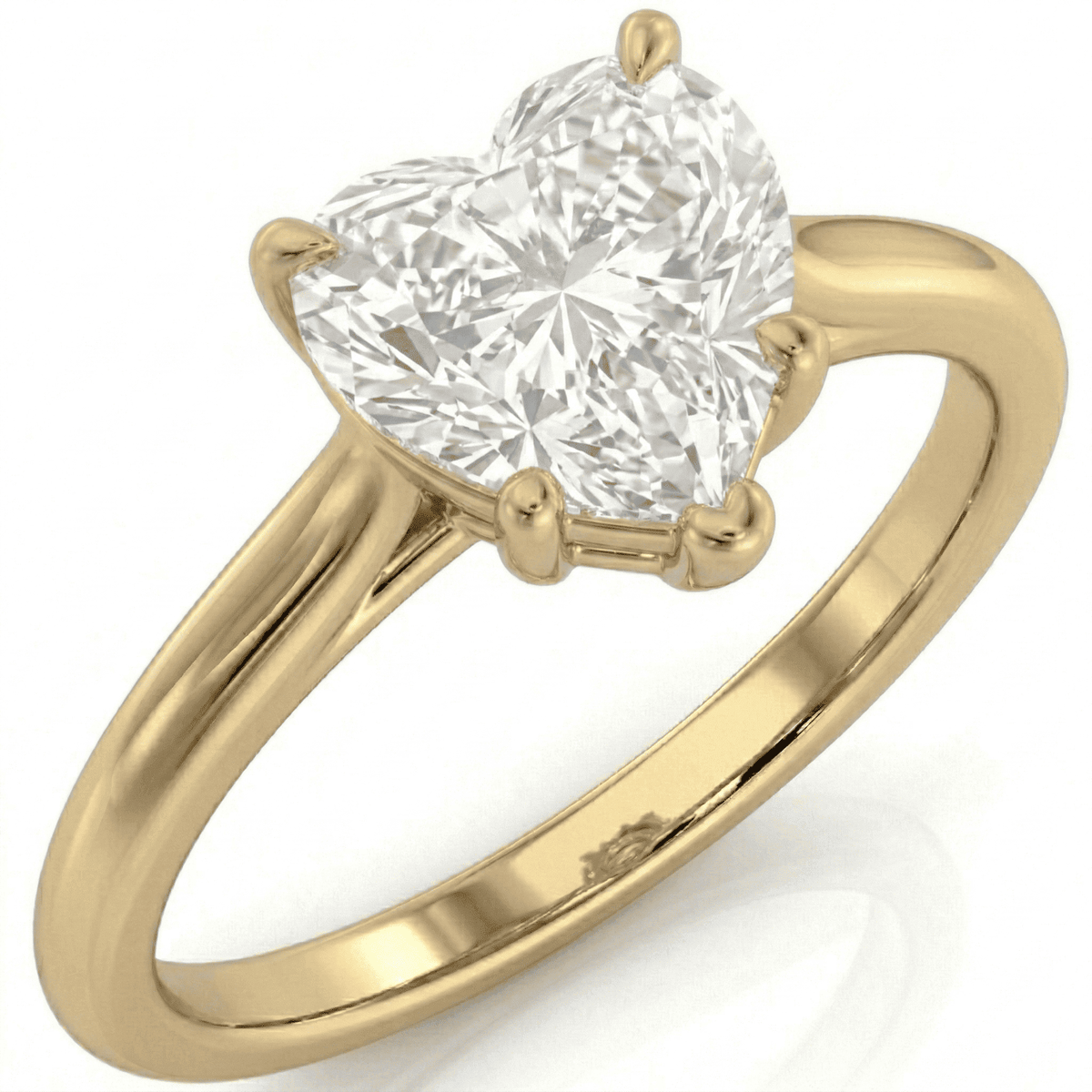 Yellow Gold Heart Cathedral Ring