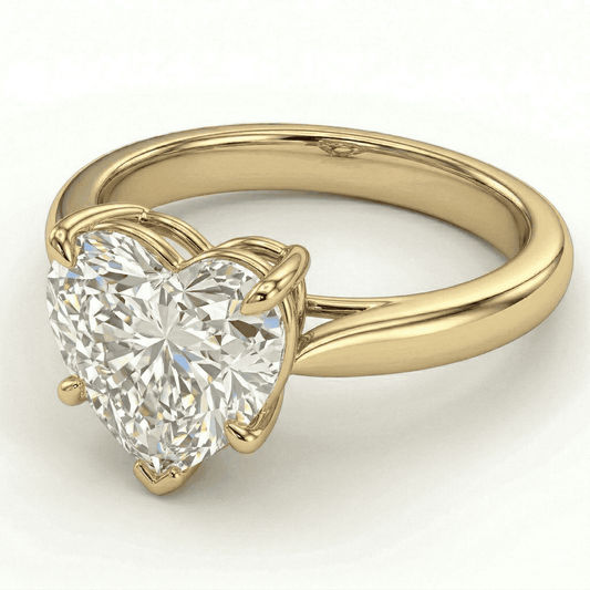 Yellow Gold Heart Cathedral Ring