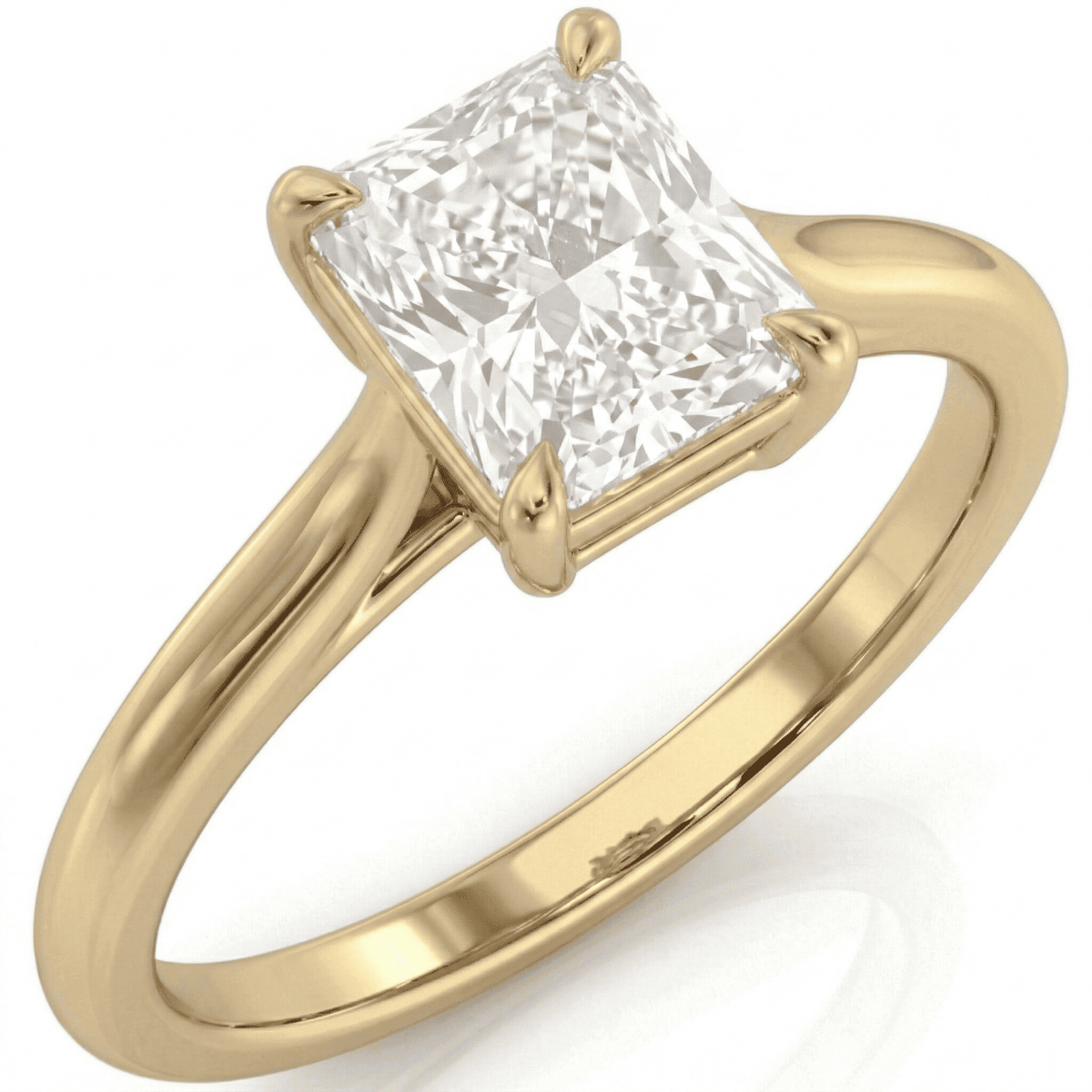 Yellow Gold Radiant Cathedral Ring